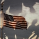 Shadows of people and the American flag, conceptual photography