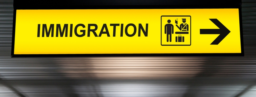 Airport immigration and customs sign