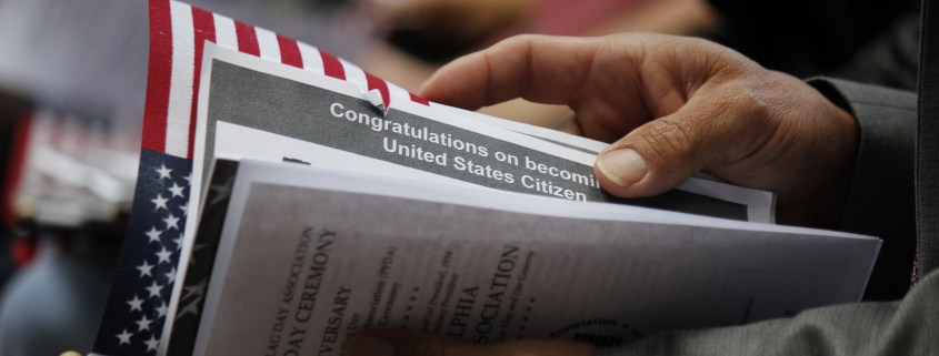 Thirteen immigrants from 12 different countries become new U.S. citizens in a special naturalization ceremony on Flag Day at the historic Betsy Ross House in Philadelphia, Pennsylvania