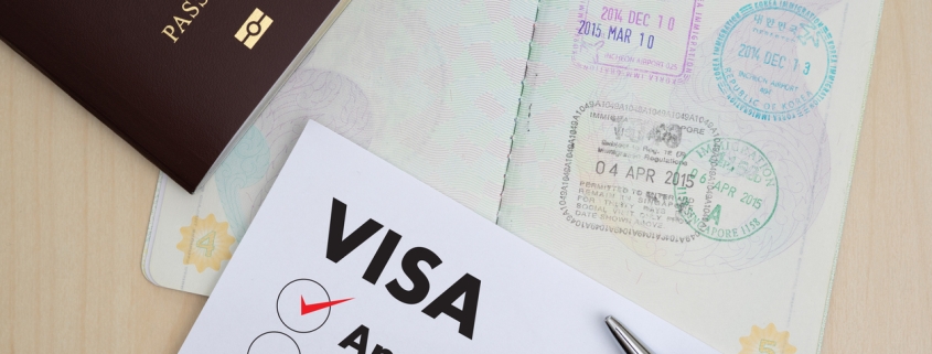 Visa application form to travel Immigration a document Money for Passport Map and travel plan