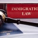 Close-up Of Gavel And Passport In Front Of Law Book