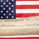 American Declaration of independence 4th july 1776 on usa flag background