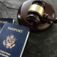 US passports and judges legal gavel