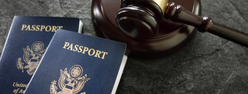 US passports and judges legal gavel